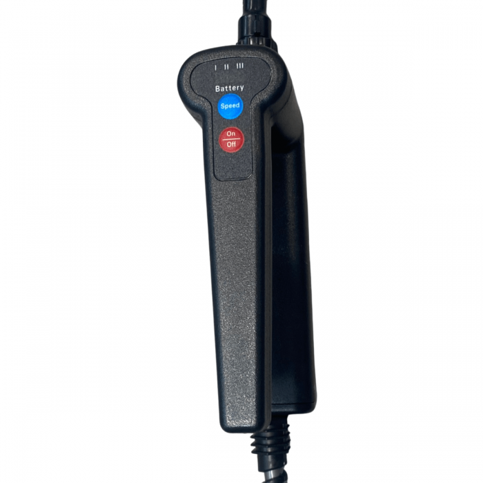 Pulverizador eléctrico extensible para fumigación, mando pulsador.