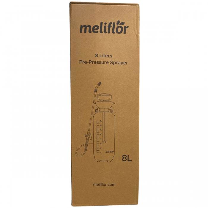 Pulverizador de Presión Previa Meliflor de 8L, caja.