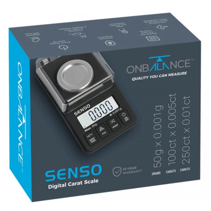 Báscula Senso 250 On Balance de 50g con precisión de 0,001g, caja.
