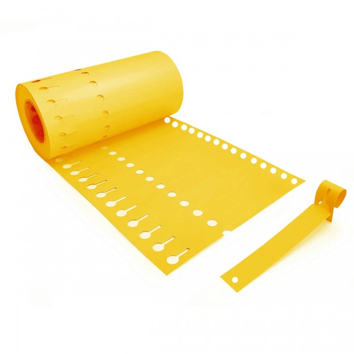 Rollo de etiquetas de colgar tipo lazo o boucle Amarillas - 1000 Unidades