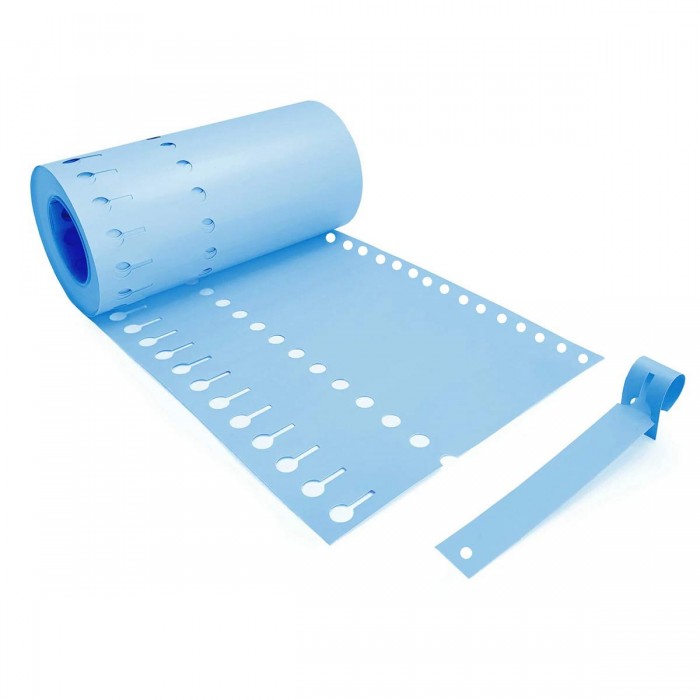 Rollo de etiquetas de colgar tipo lazo o boucle Azules - 1000 Unidades