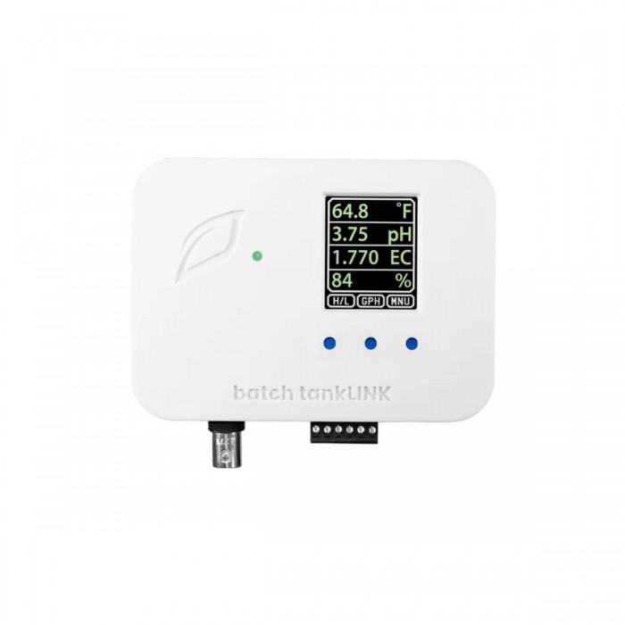 Medidor de nutrientes, acidez y temperatura Batch TankLink de Growlink, frontal.