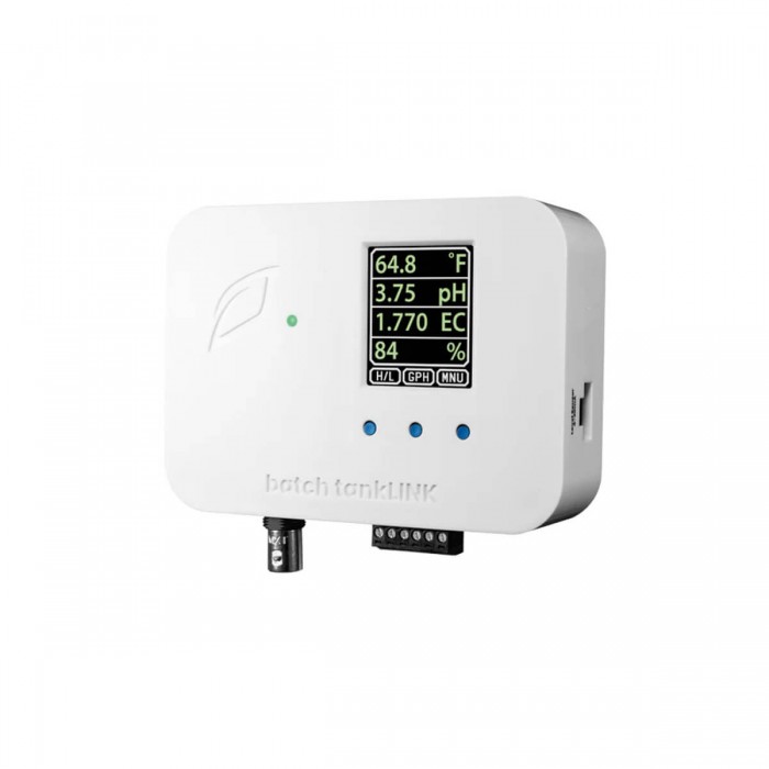 Medidor de nutrientes, acidez y temperatura Batch TankLink de Growlink, perfil derecho.