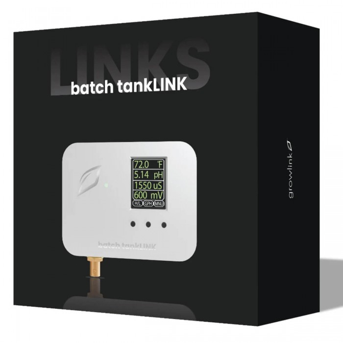 Medidor de nutrientes, acidez y temperatura Batch TankLink de Growlink, caja.