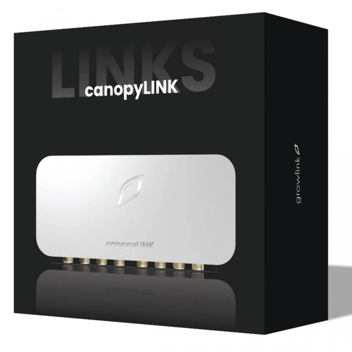 Modulo de Monitoreo climático CanopyLink de Growlink, caja del producto.