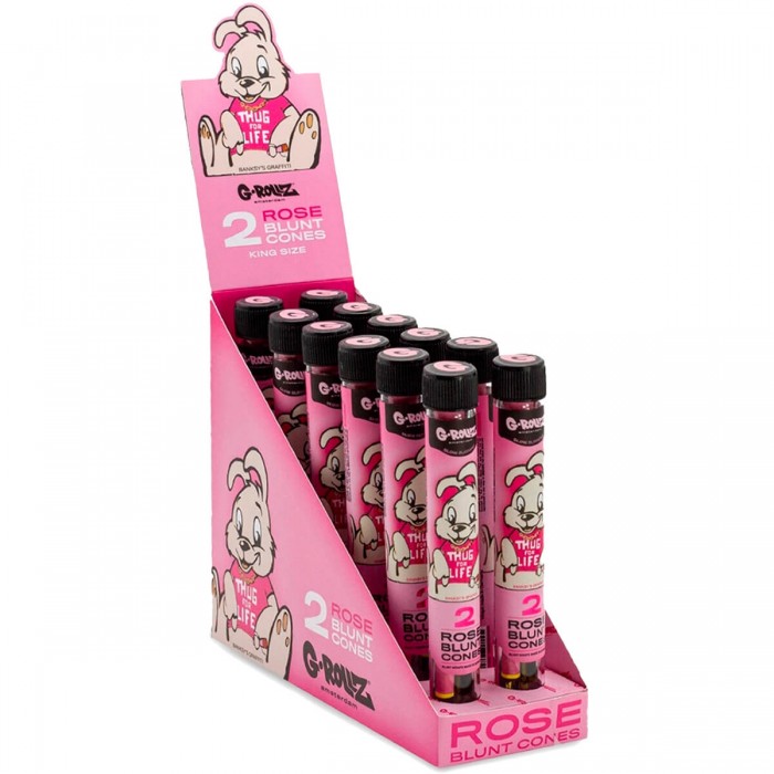 Blunts Formato Cono Rosa de G-Rollz Thug for Life 2 unidades, caja.