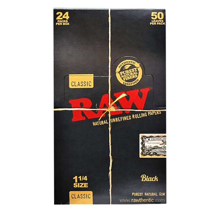 Papel de fumar Raw Black. 1.1/4, caja.