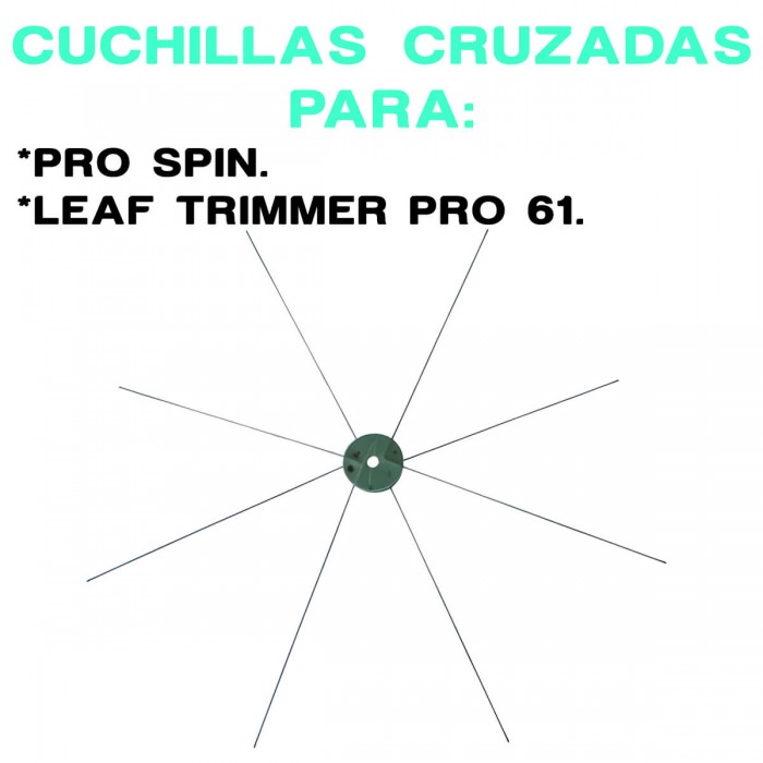 Cuchillas de repuesto cruzadas para peladoras de cogollos.