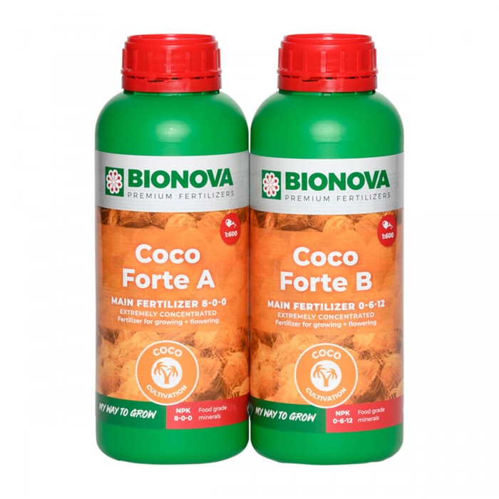 Fertilizante para cultivo en coco Coco forte a+b de bionova.