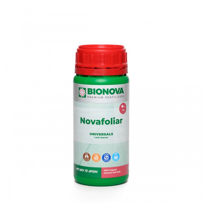 Novafoliar, limpiador de hojas de Bionova, envase de 250ml.