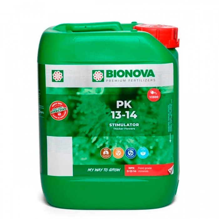 PK 13-14 de Bionova, estimulador de floración, envase de 5L.