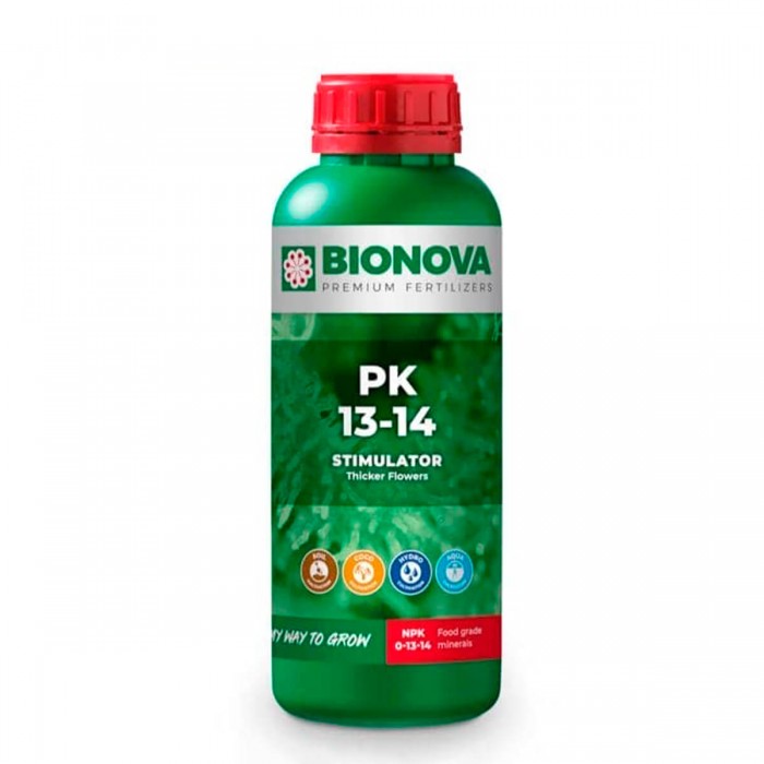 PK 13-14 de Bionova, estimulador de floración, envase de 1L.