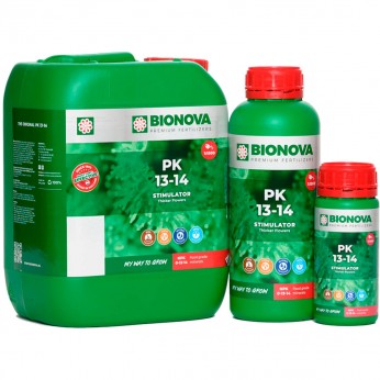 PK 13/14 de Bionova, estimulador de floración, diferentes envases.
