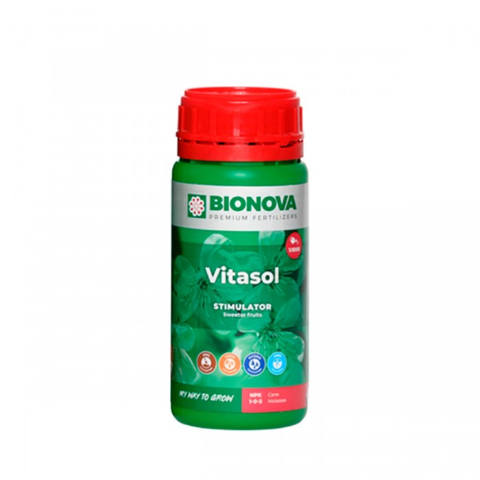 Vitasol de Bionova, vitaminas para cultivo, envase de 250ml.