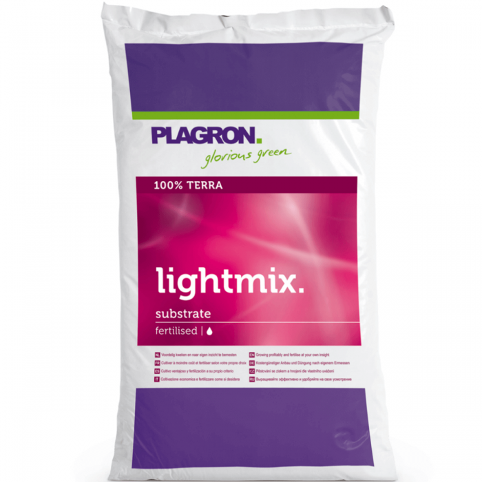 Sustrato Lightmix de Plagron para cultivo, envase de 50L.
