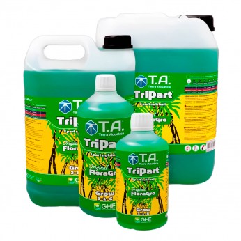 Tripart Grow Terra Aquatica, antes Flora Gro GHE, diferentes formatos.