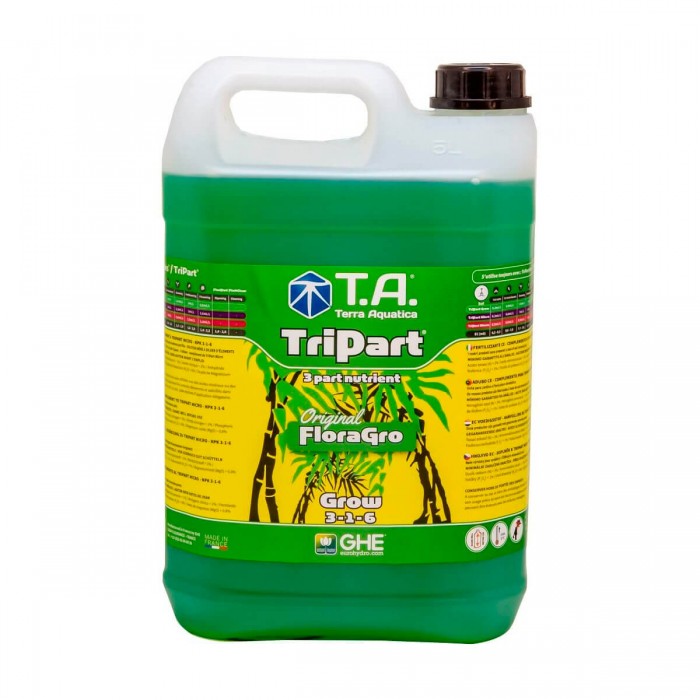 Tripart Grow Terra Aquatica, antes Flora Gro GHE, envase de 5L.