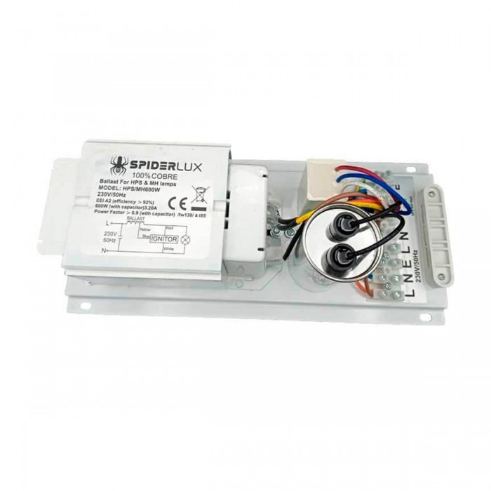 Balastro Magnético Spiderlux 600w para bombillas HPS y HM.