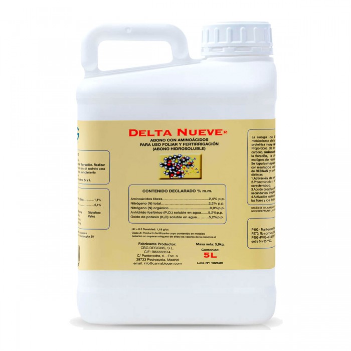 Delta 9 de Cannabiogen, envase de 5L.