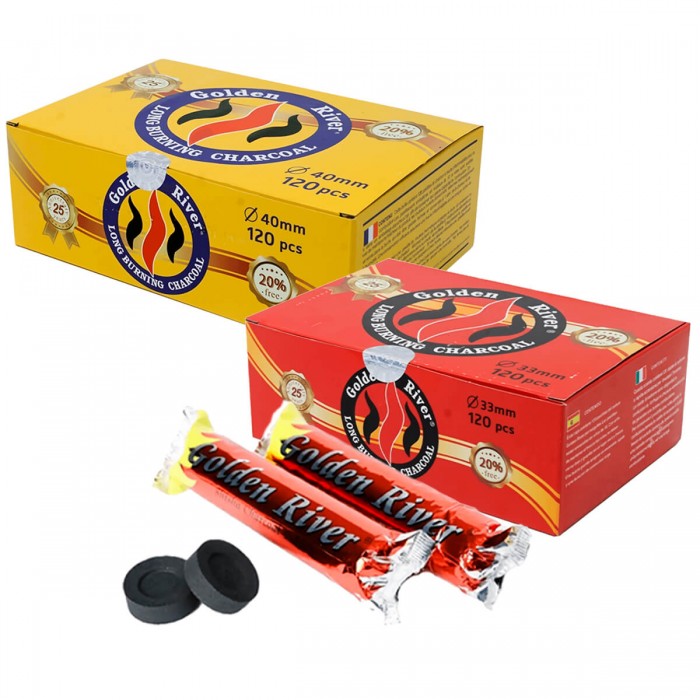 Carbón de Encendido Rápido para cachimba  Golden River, diferentes formatos.