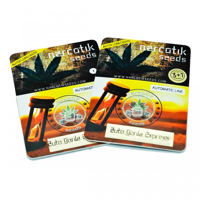 Semillas de marihuana feminizadas autoflorecientes Auto Gorila Express de Narcotik Seeds, blister.