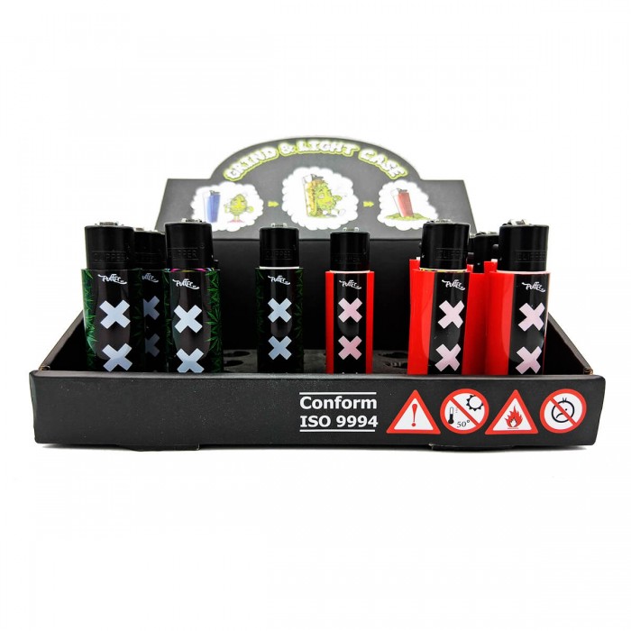 Mechero grinder Clipper con picador de hierbas, caja.