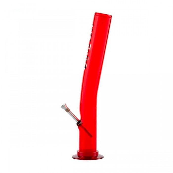 Bong Thug Life Rojo Acrílico inclinado de 41 cm, vista de perfil.