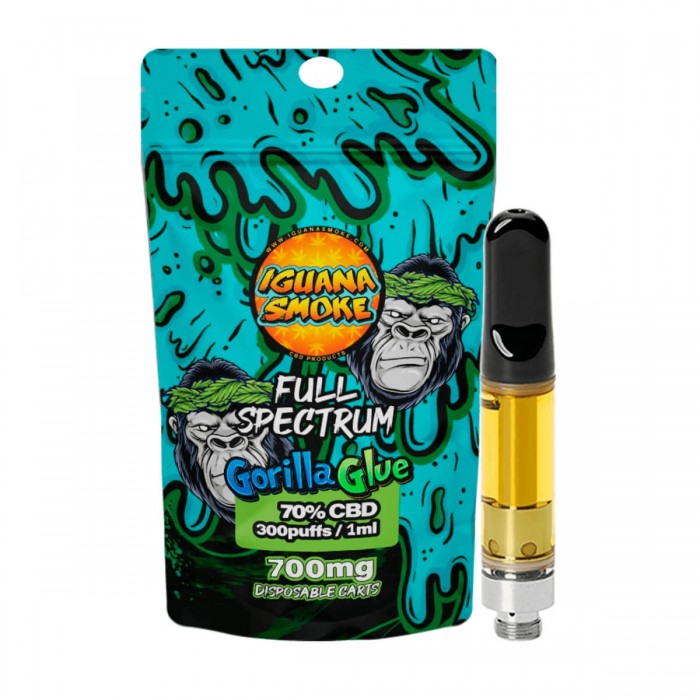 Cartuchos CBD al 70% 700mg de Iguana Smoke 1ml, gorilla glue.