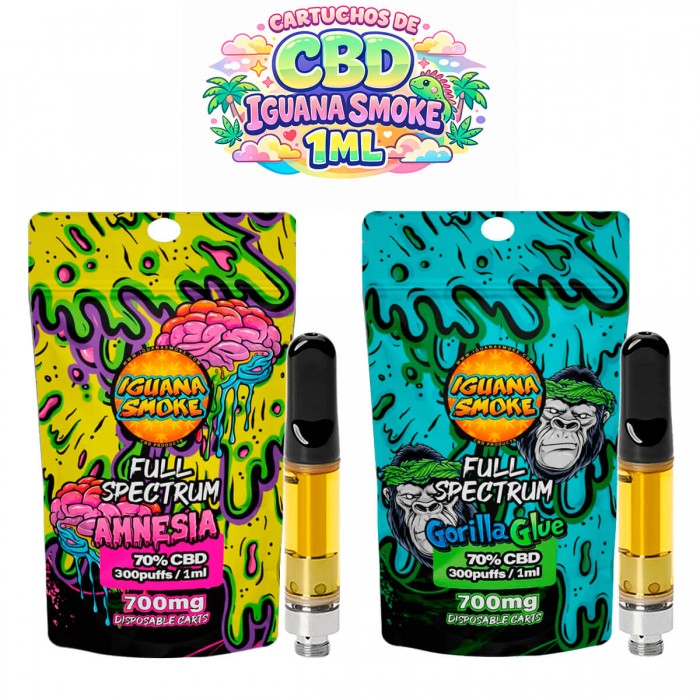 Cartuchos CBD al 70% 700mg de Iguana Smoke 1ml, diferentes aromas.