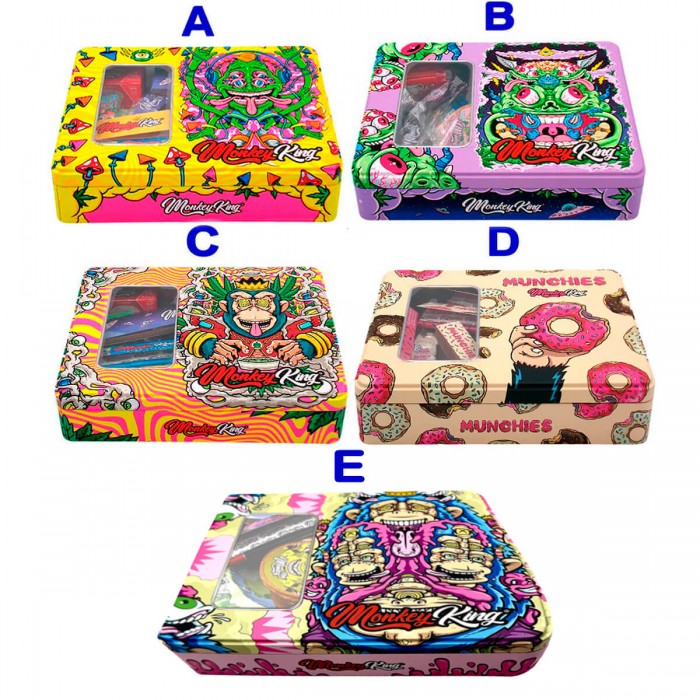 Kit Monkey King diferentes modelos, hipnótica (A), Espacial (B), Psycho (C), Munchies (D) y Pink (E).