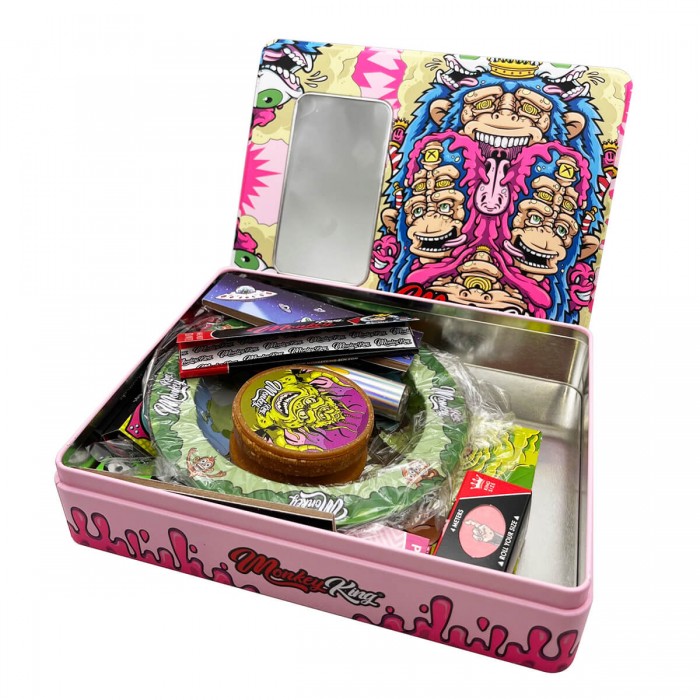 Kit para fumar Monkey King Rosa Abierto.