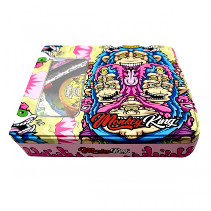 Kit para fumar Monkey King Rosa, cerrado.