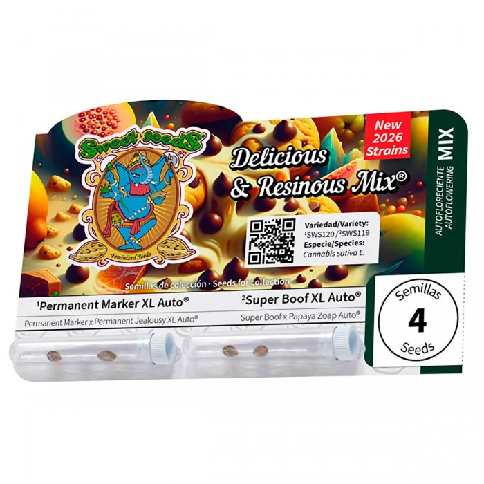 Pack de semillas Auto Delicious & Resinous Mix de Sweet Seeds, blister.