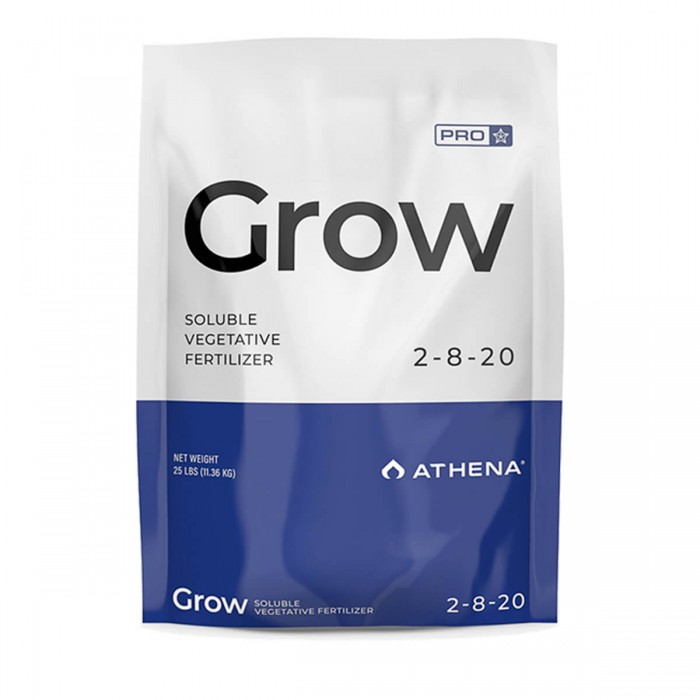 Fertilizante en polvo para crecimiento Grow Pro de Athena, envase de 11,36 kg.