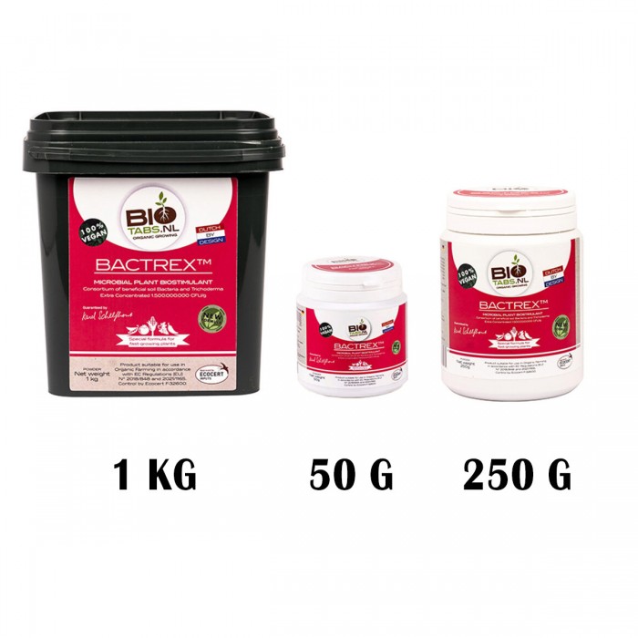 Bactrex BioTabs en formatos de 50 g, 250 g y 1 Kg