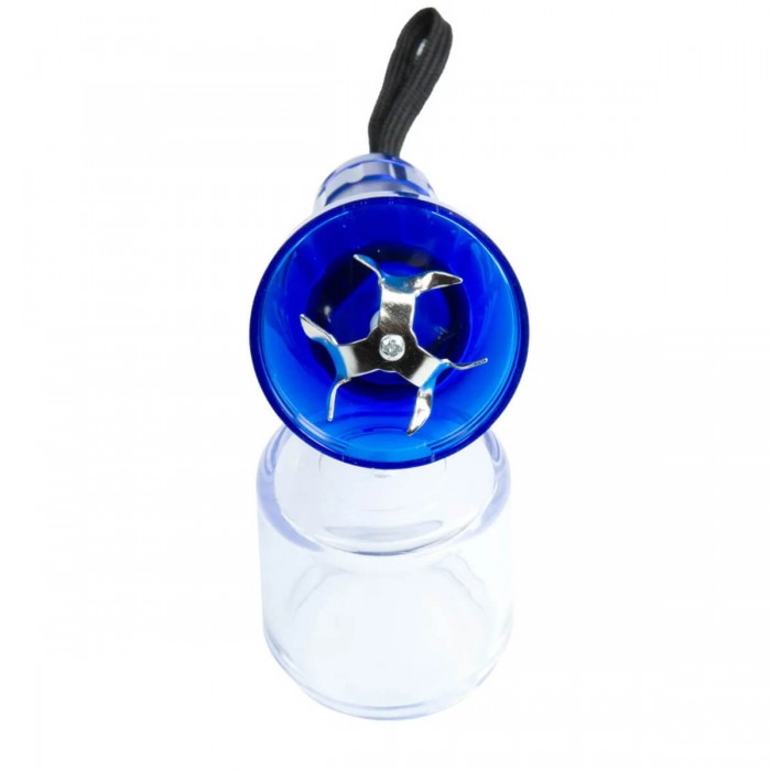 Grinder electrico azul para triturar hierbas, cuchillas de acero.