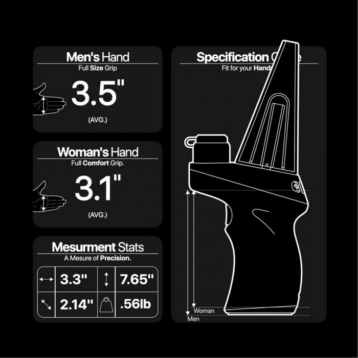 Vaporizador de resinas y concentrados Yocan Black Phaser Max 2, medidas.