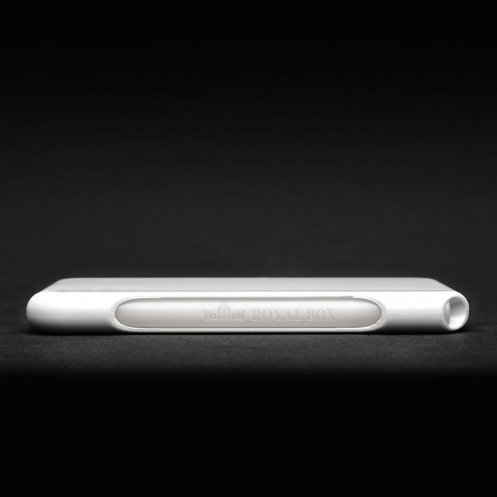 Royal Box Torpedo Blanca. Caja Dosificador y esnifador, perfil.