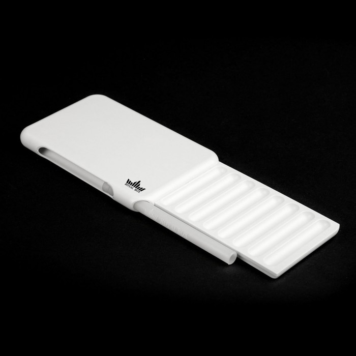 Royal Box Torpedo Blanca. Caja Dosificador y esnifador, abierta.