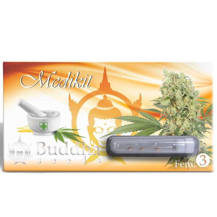 Medikit de Buddha Seeds, Semillas de marihuana CBD sin casi THC, blister.