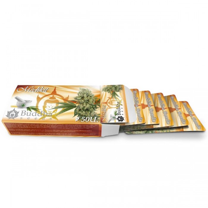 Medikit de Buddha Seeds, Semillas de marihuana CBD sin casi THC, caja de semillas.