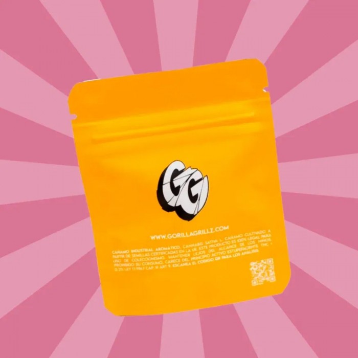 Flores CBD Strawberry de Gorilla Grillz, contraportada.