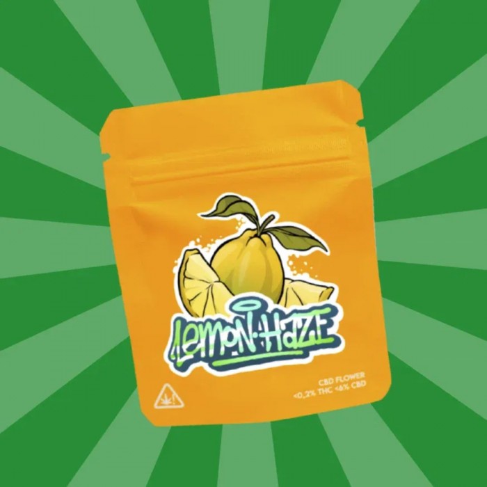 Flores CBD Lemon Haze de Gorilla Grillz 5 gramos, envase.