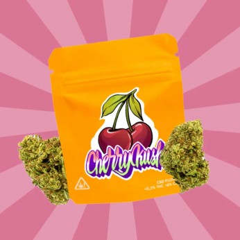 Flores CBD Cherry Kush de Gorilla Frillz envase de 5 gramos.