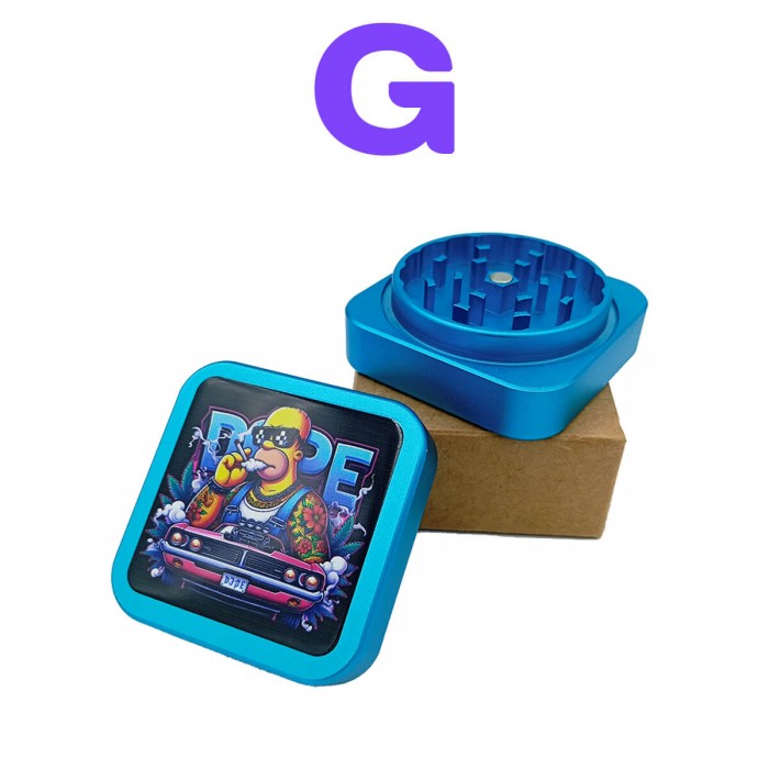 Grinder cuadrado metálico 2 partes, modelo G Homer futurista.