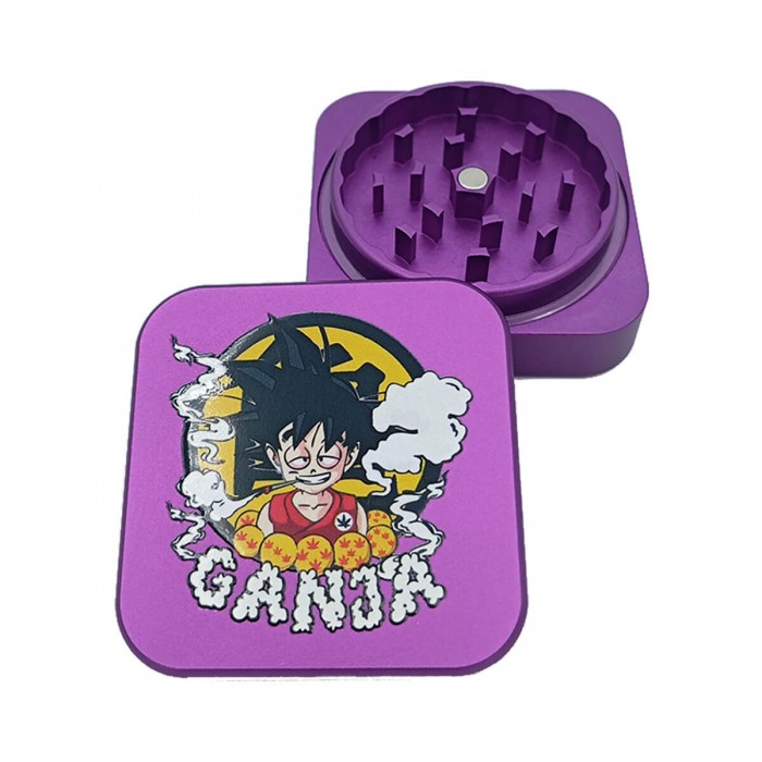 Grinder cuadrado metálico 2 partes, modelo B, abierto.