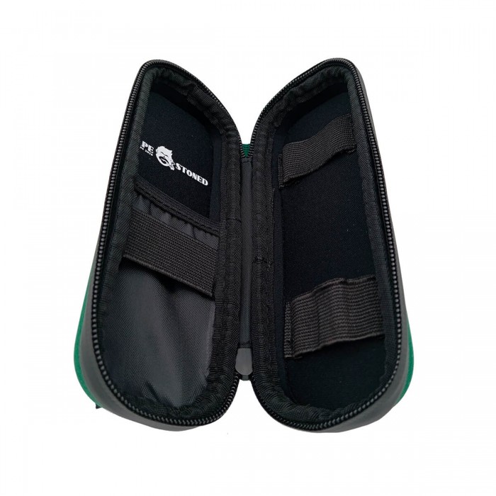 Estuche para fumador Kong 2.0 Verde abierto, compartimentos.