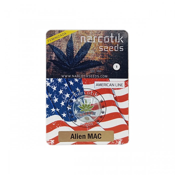 Semillas de marihuana feminizadas Alien MAC de Narcotik Seeds, blister.