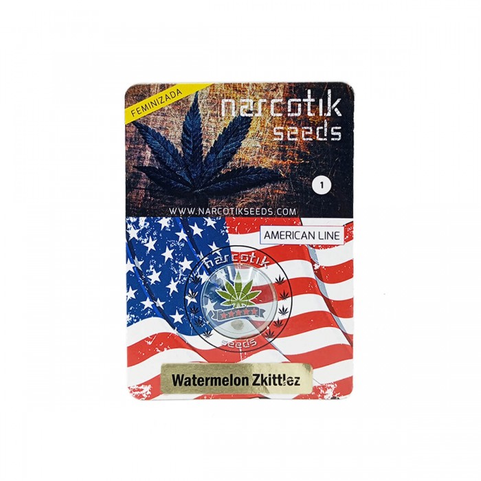 Semillas de marihuana feminizadas Watermelon Zkittlez de Narcotik Seeds, blister.