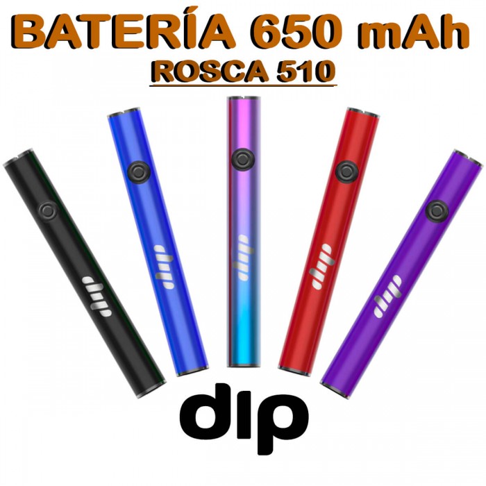 Batería para Vaper con rosca 510 de 650mAh, diferentes colores.